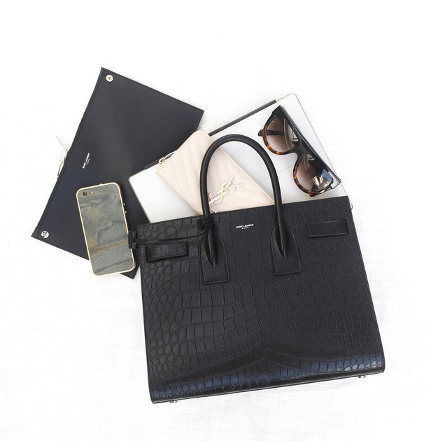 Saint Laurent Sac de Jour Gold Hardware Shoulder Bag Nano Black Leather