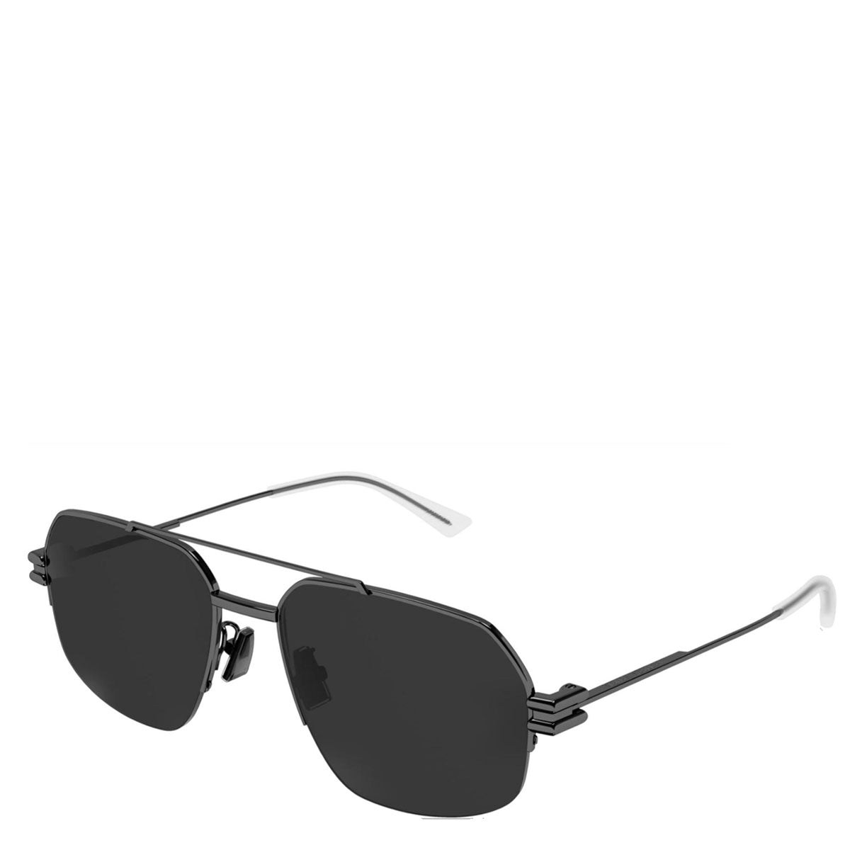 Bottega BV1127S Bond Metal HalfRim Aviator Sunglasses, Black CULTSTATUS