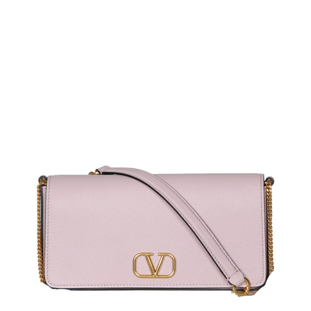 Valentino Loco Vlogo Flap Leather Shoulder Bag Fondant