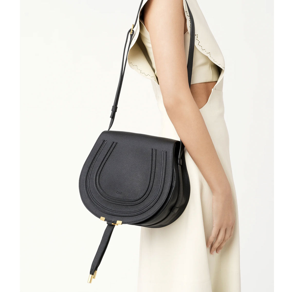 Chloe Marcie Chain Flap Bag in Black