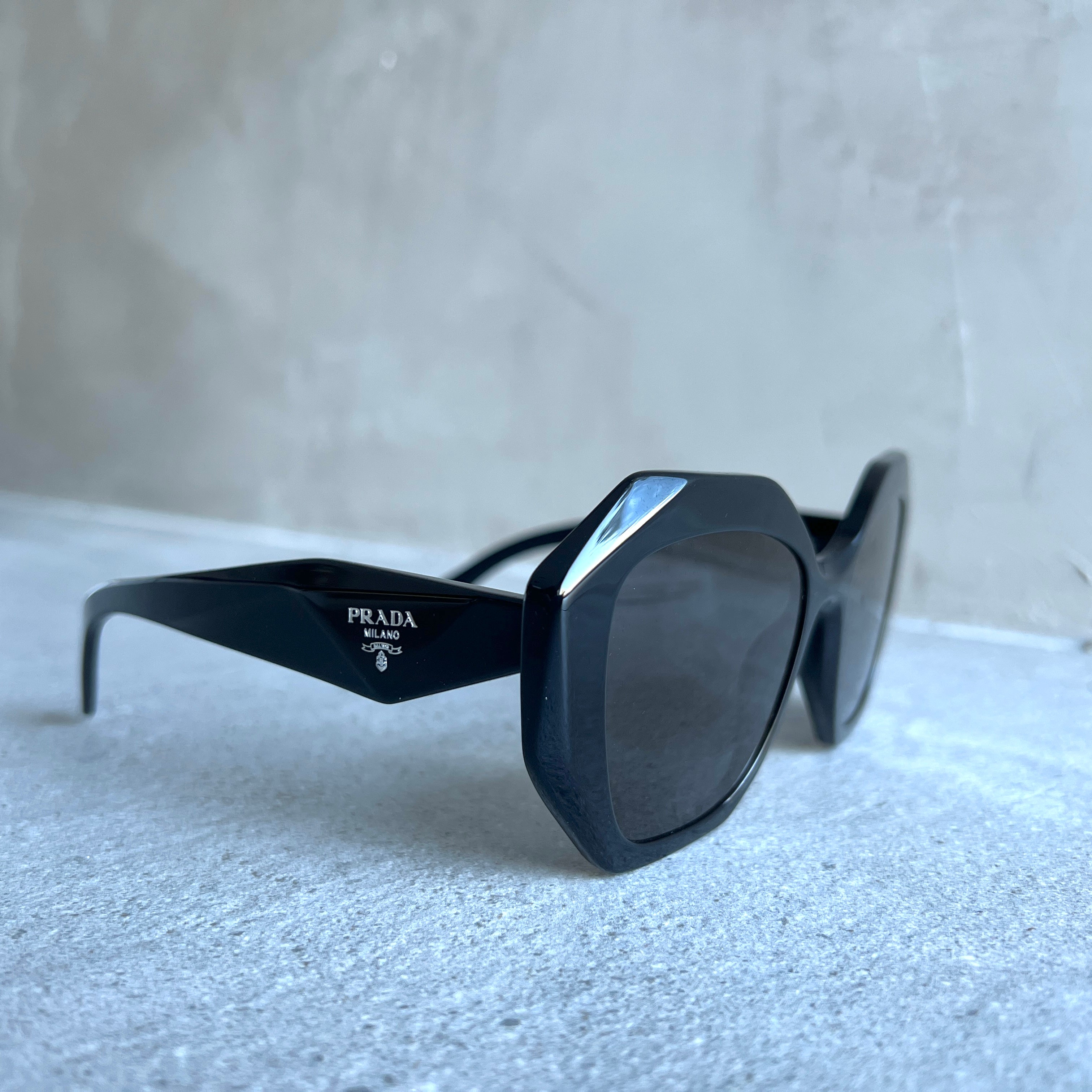 PRADA PR016WS Symbole Oversized Octagonal Sunglasses, Black