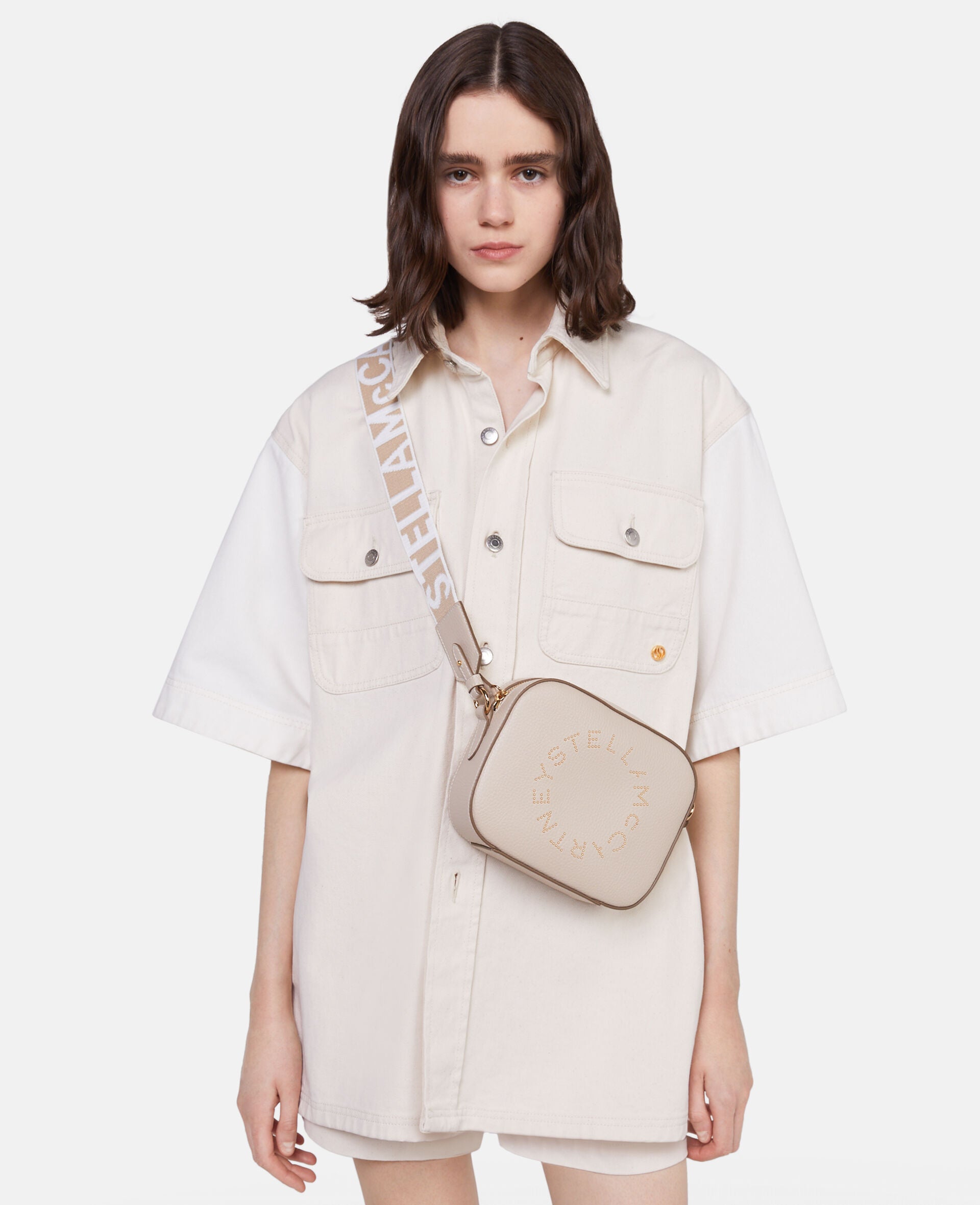 Stella McCartney Stella Logo Camera Grain Stud Cream CULTSTATUS