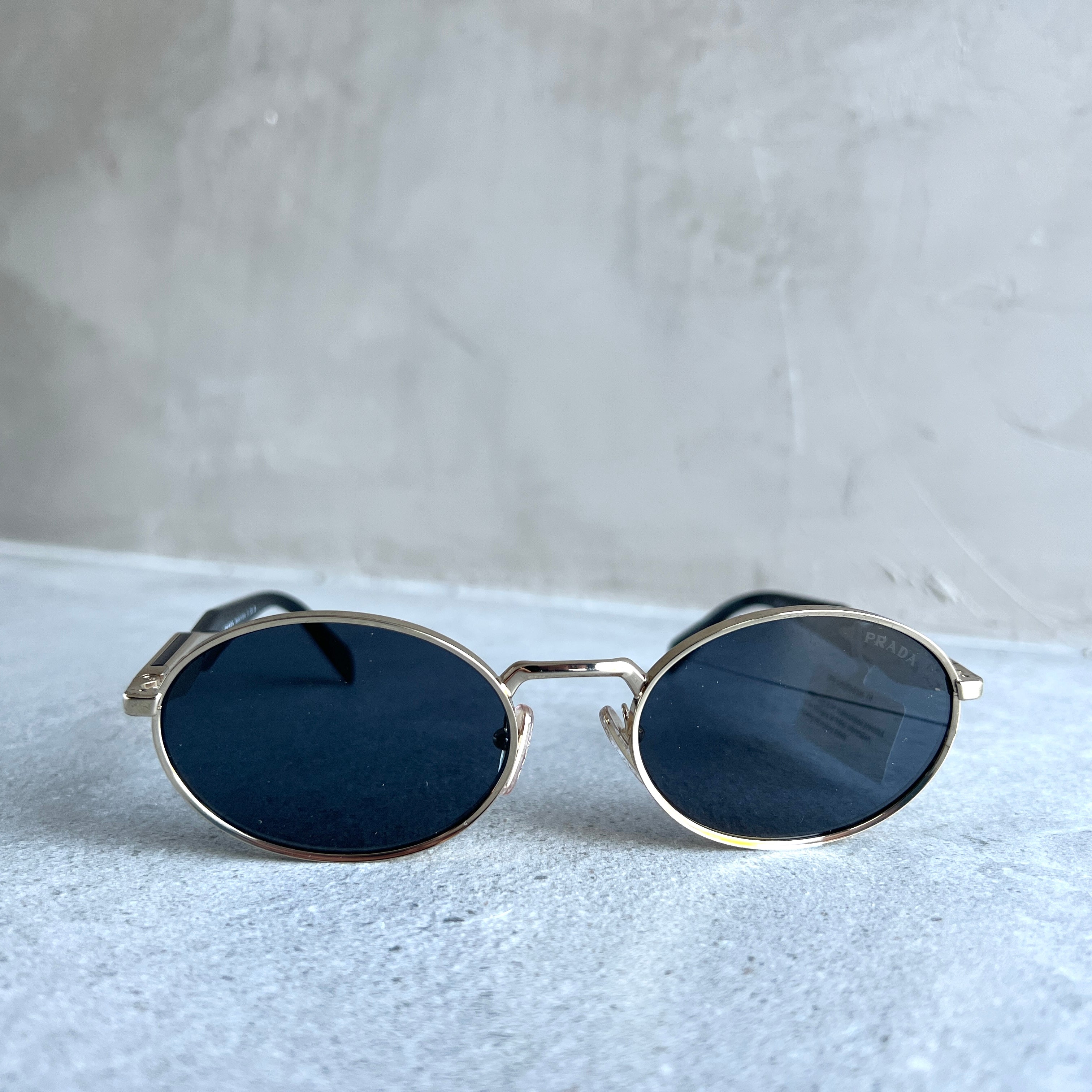 PRADA PR65ZS Metal Oval Sunglasses, Gold/Grey – CULTSTATUS