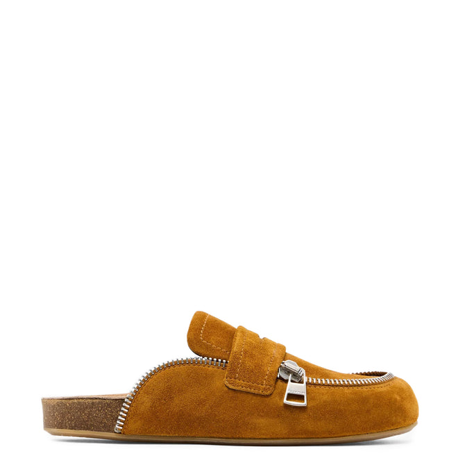 Biker Zip Loafer Mule, Suede Tan