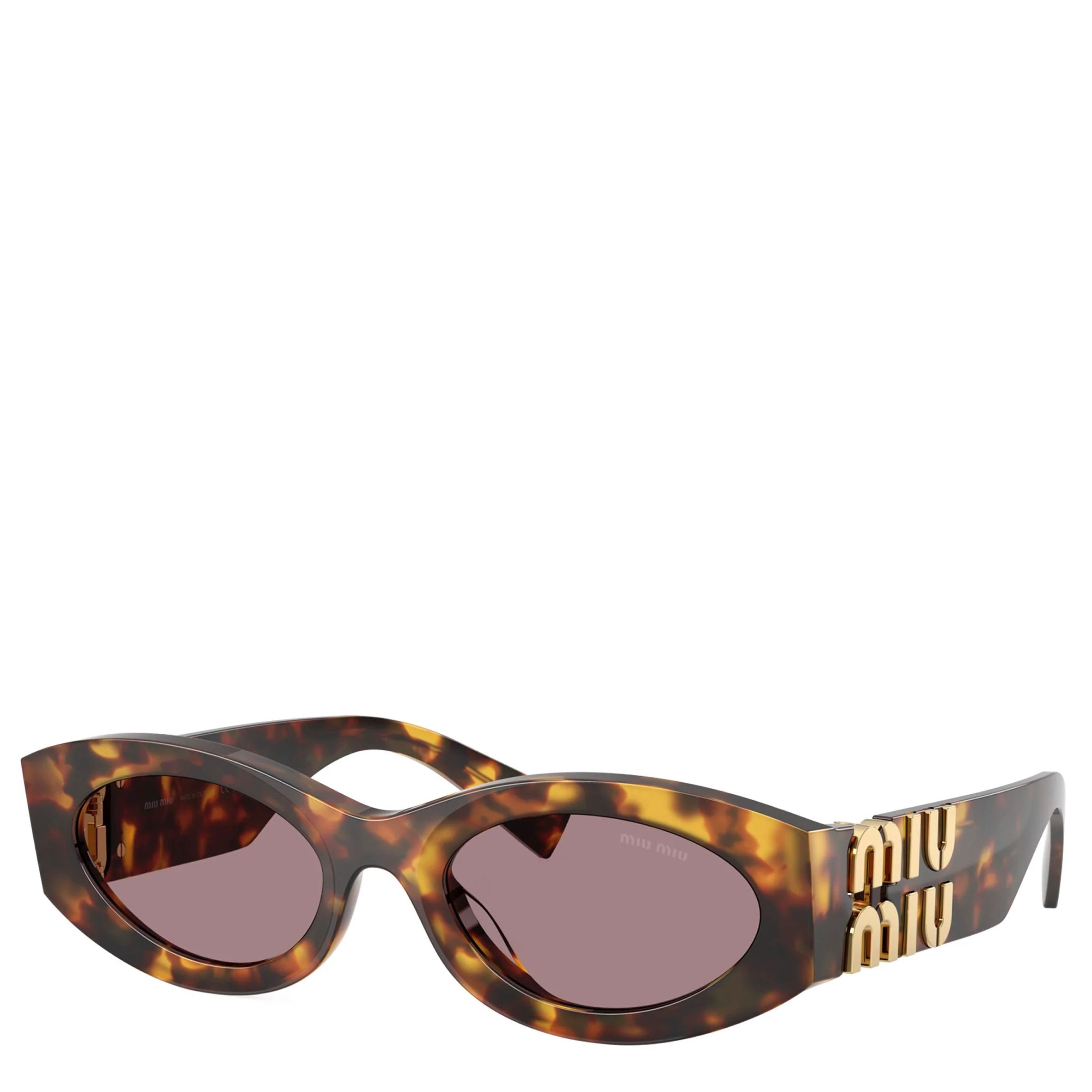 Miu Miu MU11WS Glimpse Oval Sunglasses, Havana/Purple (G) – CULTSTATUS