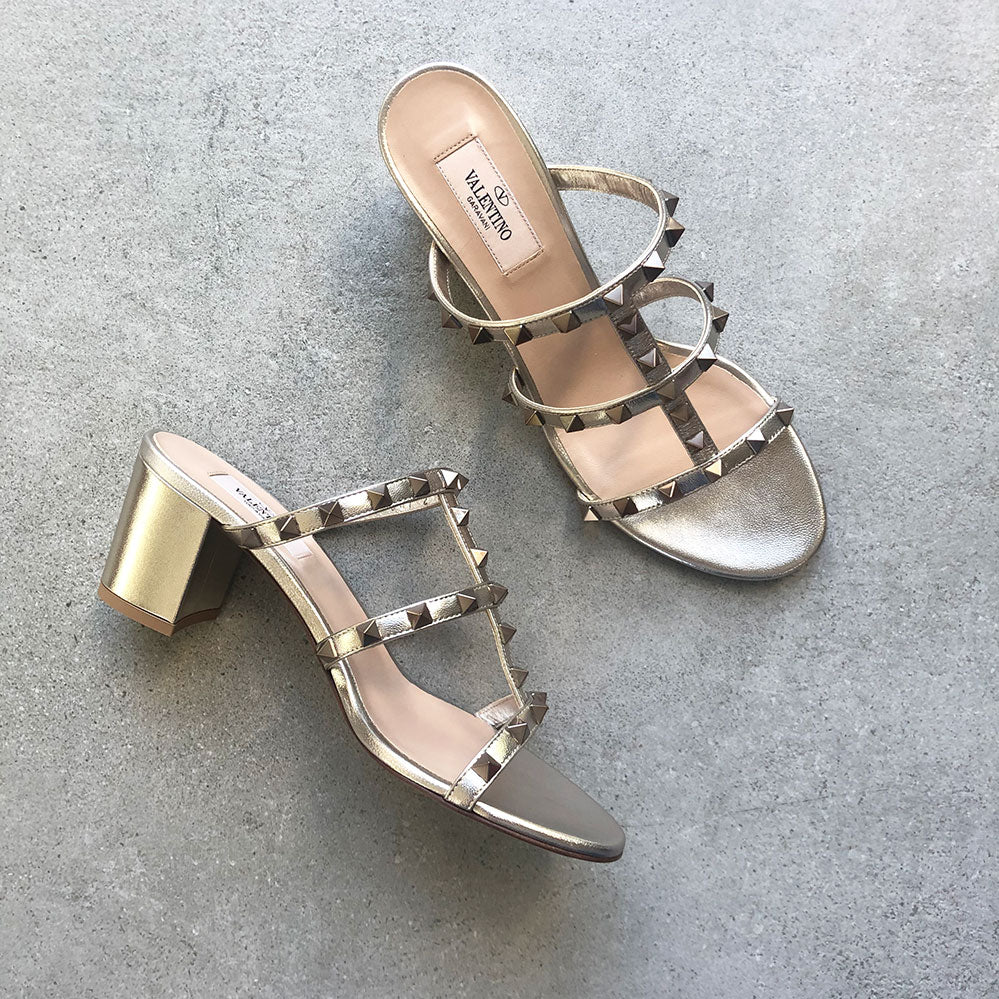 Rockstud Block Mule 60 Skin Metallic