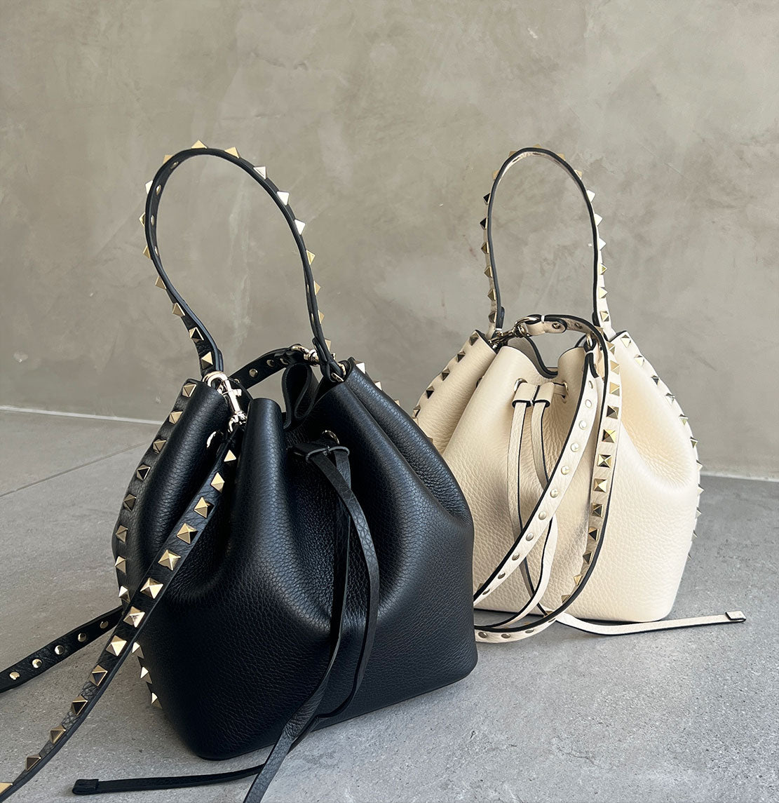 Valentino Rockstud Bucket Bag Ivory CULTSTATUS