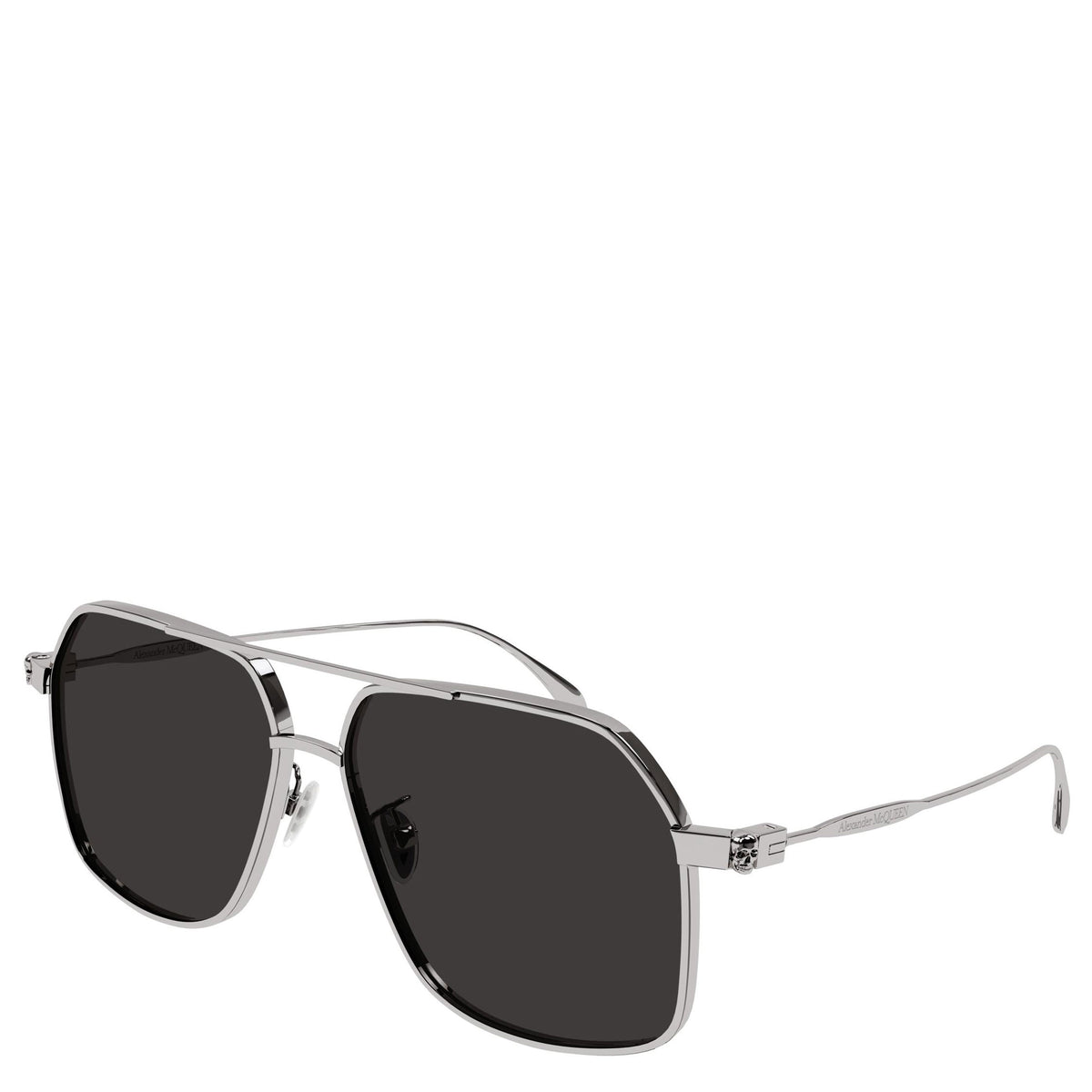 ? ALEXANDER MCQUEEN ? NWOT AM0373S 001 Ruthenium Grey Aviator Sunglasses Neo Oval Sunglasses in Silver-finish | McQueen US main image 3
