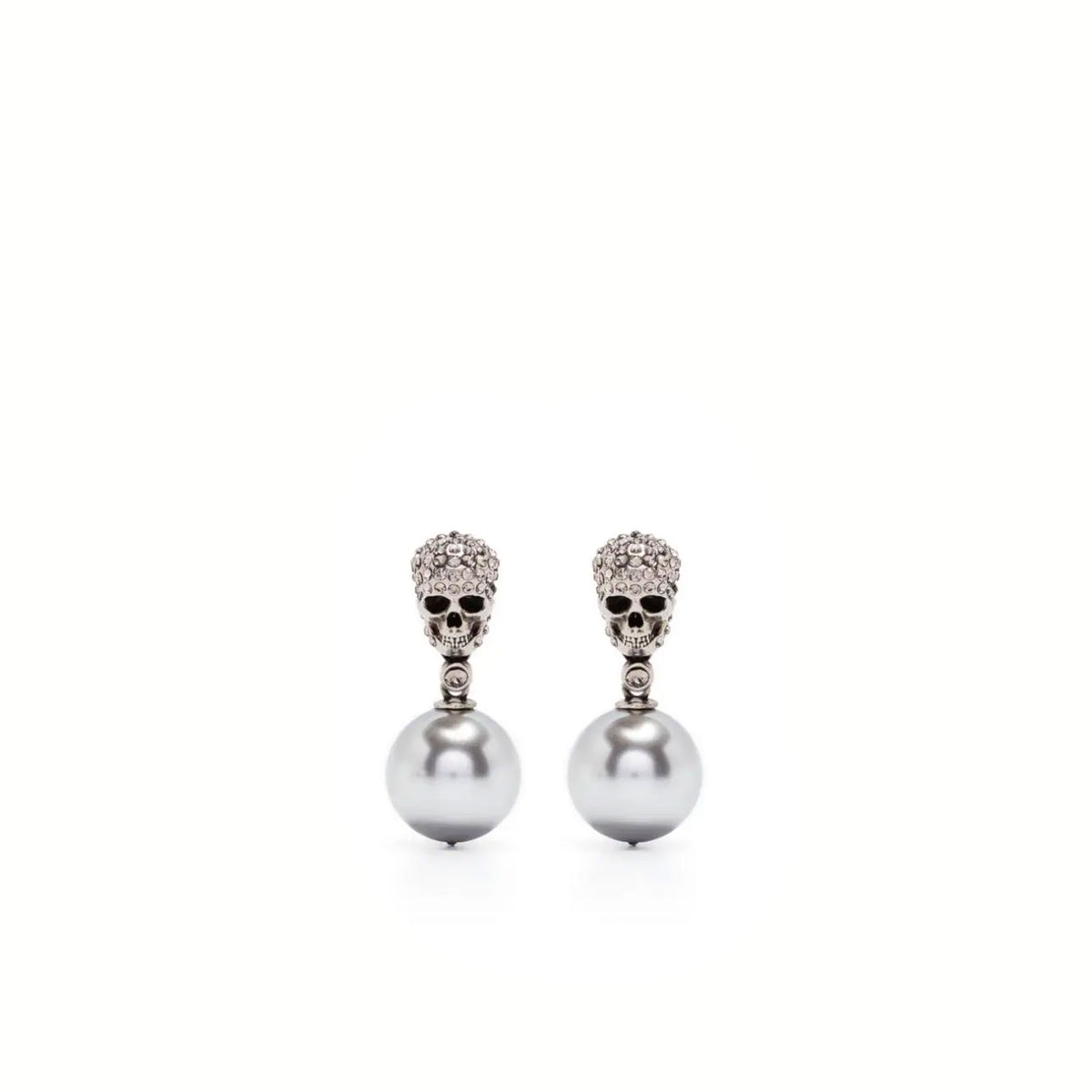 Alexander McQueen Pearl N Skull Earrings, Silver – CULTSTATUS