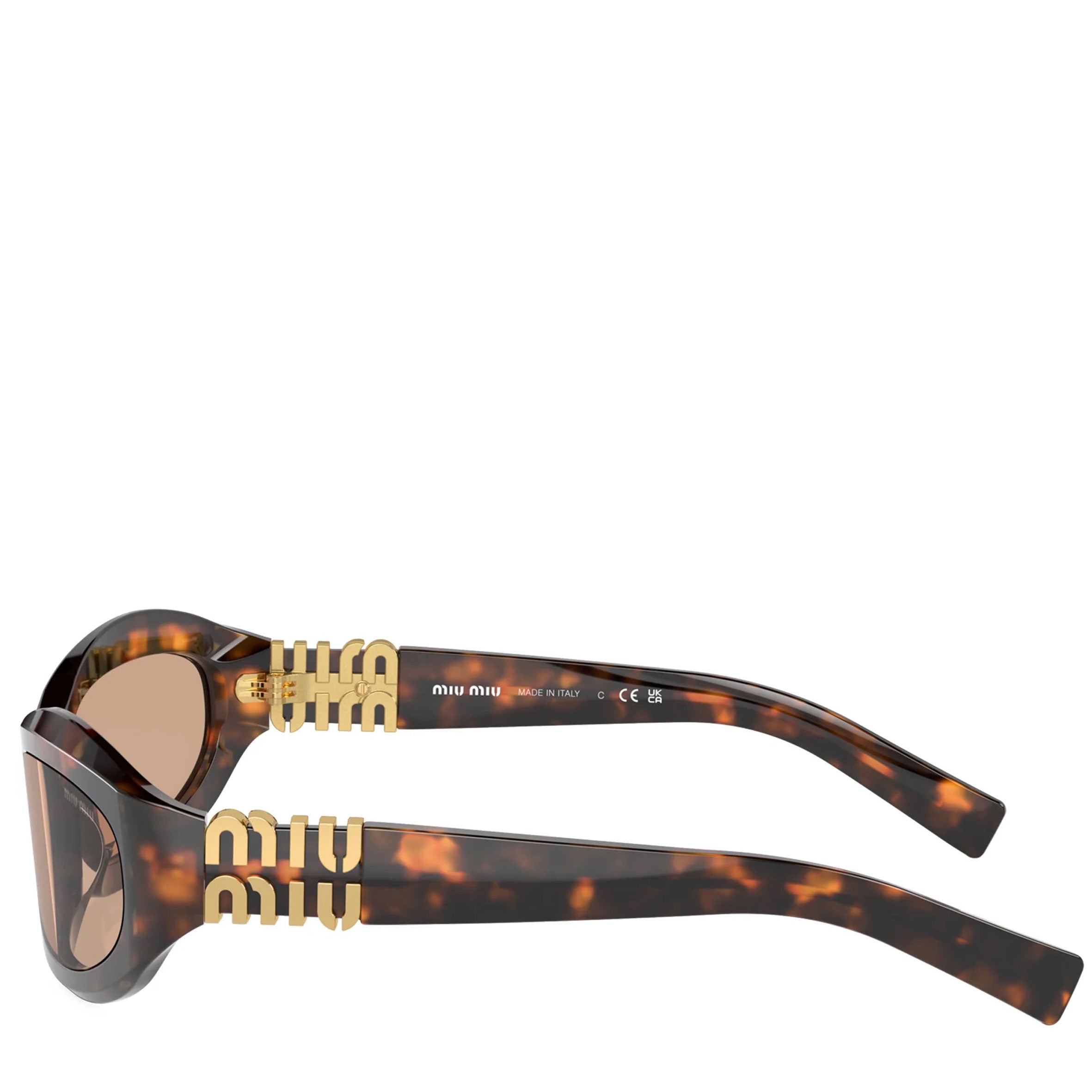 Miu Miu MU14ZSF Glimpse Irregular Wrap Sunglasses, Havana/Brown (G