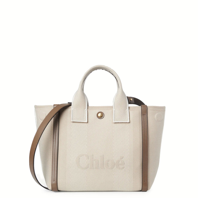 Small Canvas Carry Tote, Vegetal Beige