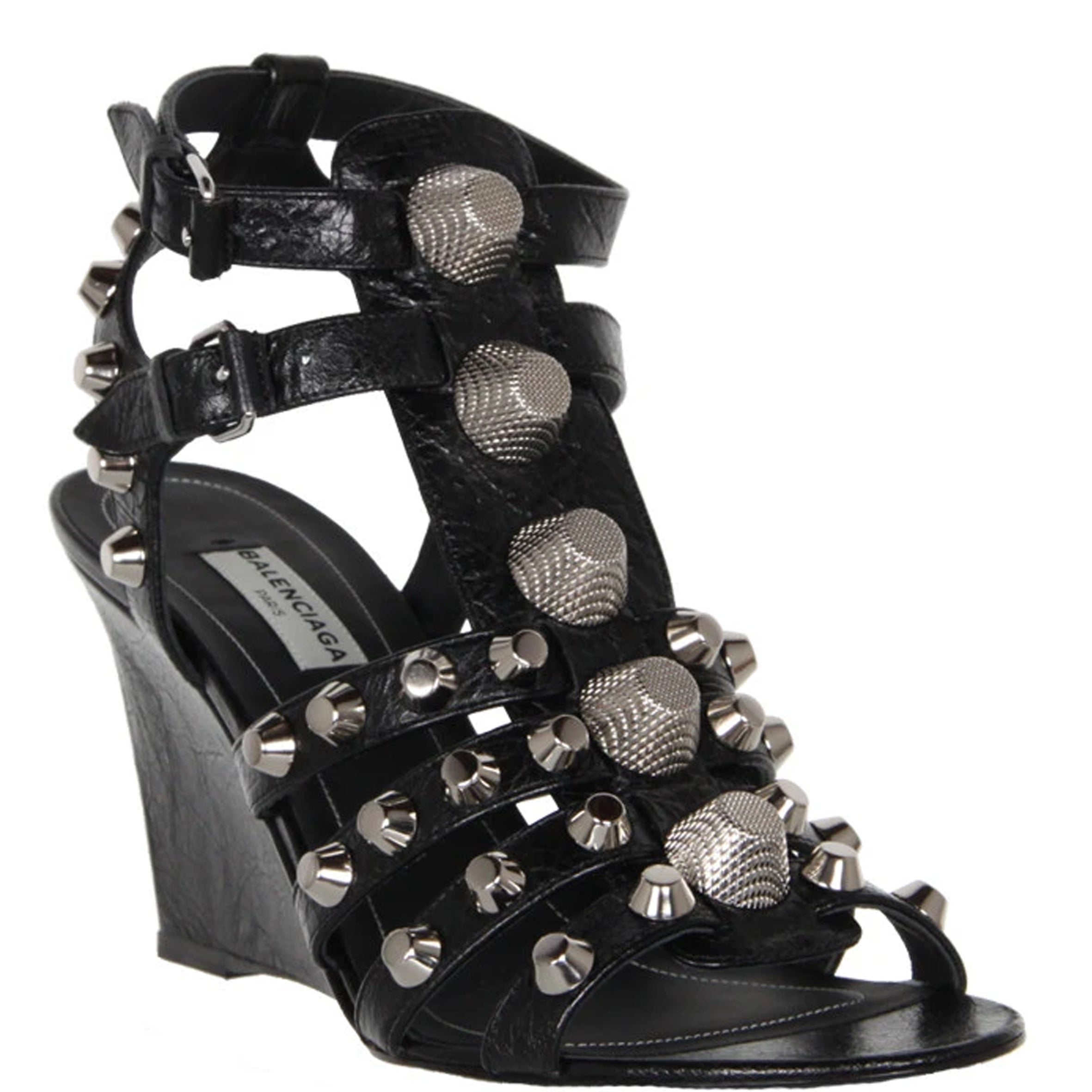 Studded Gladiator Wedge 80 G12 Black Silver
