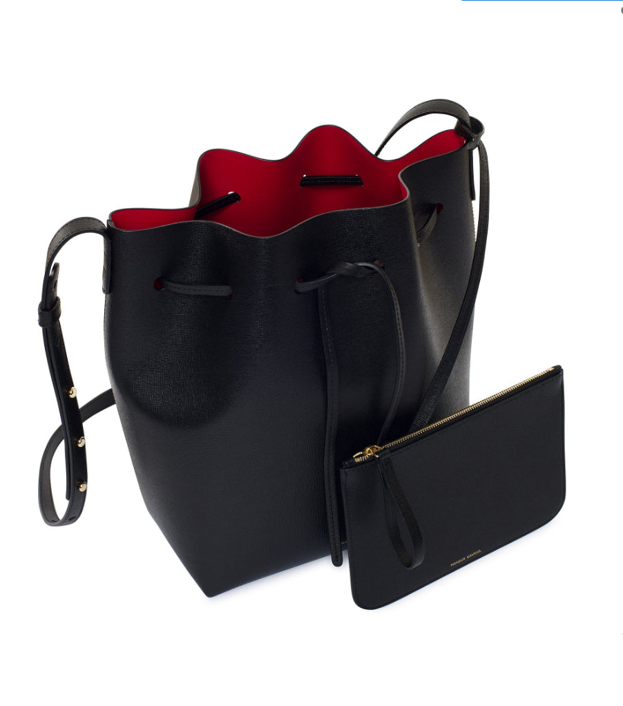 Mansur Gavriel Bucket Bag purchases - Black/Flamma with pouch