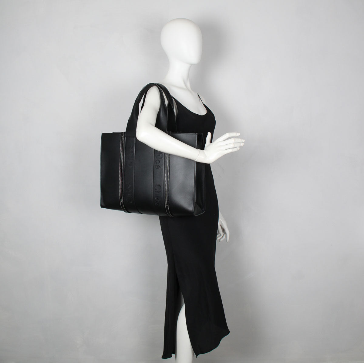 CHLOE BLACK LEATHER LARGE SHOPPING BAG CHLOE BLACK LEATHER LARGE SHOPPING BAG