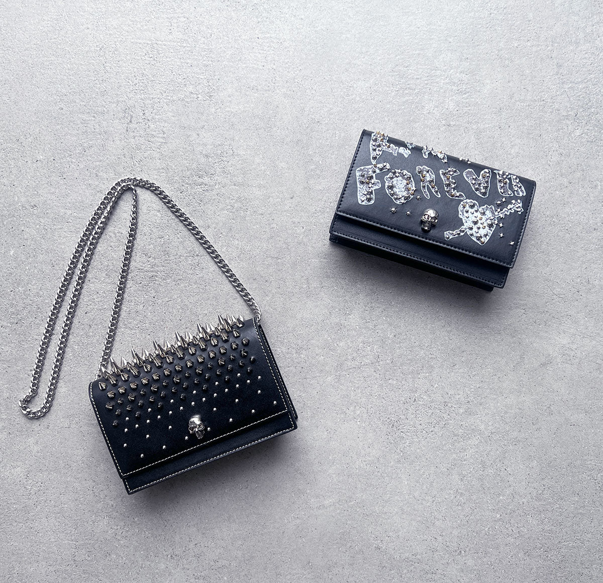 Alexander McQueen Skull Mini Bag Forever AMQ Black Cream CULTSTATUS