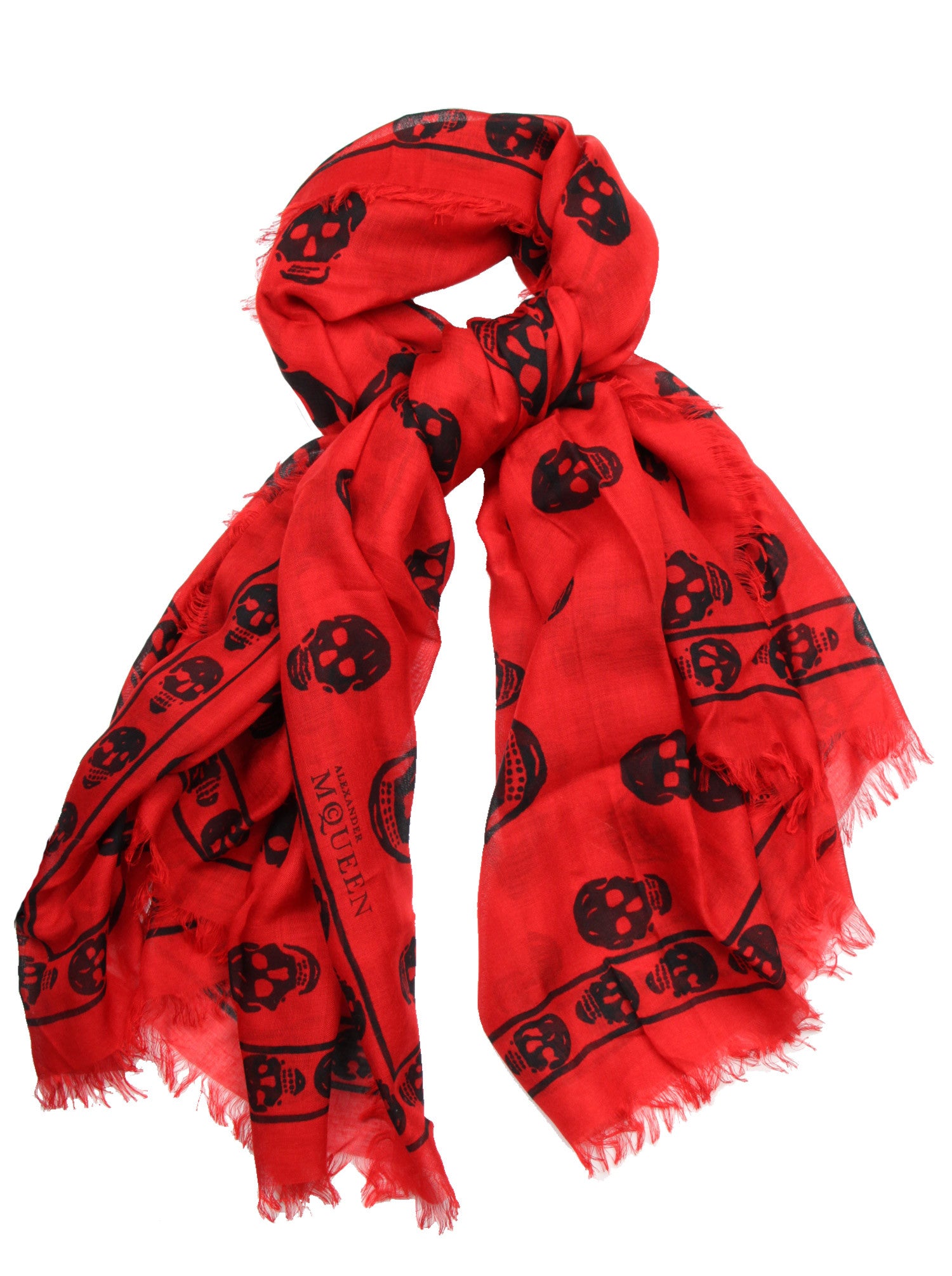 小物 Alexander McQueen Red Skull Scarf Classic Skull Scarf in Deep Red | Alexander McQueen CA