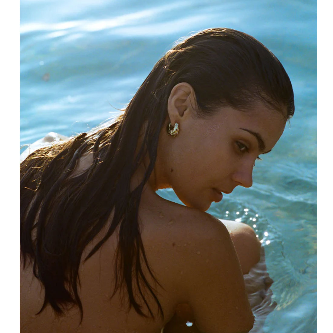 Crystal Bay Hoops, Gold (pair)1