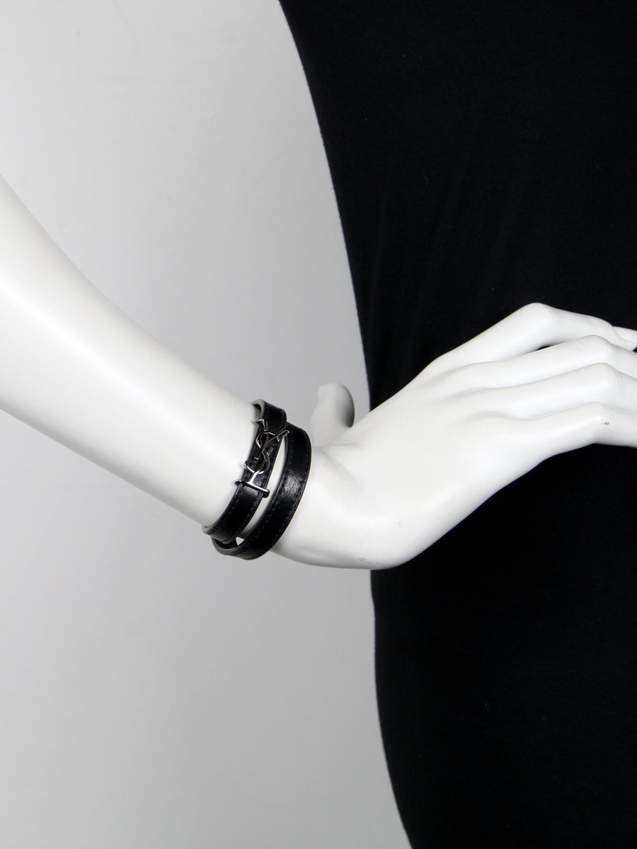 YSL 2x Wrap Opyum Bracelet, Black/Nickle CULTSTATUS