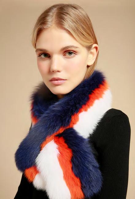 Charlotte Simone Pollypop Fox Scarf, White/Orange/Navy – CULTSTATUS