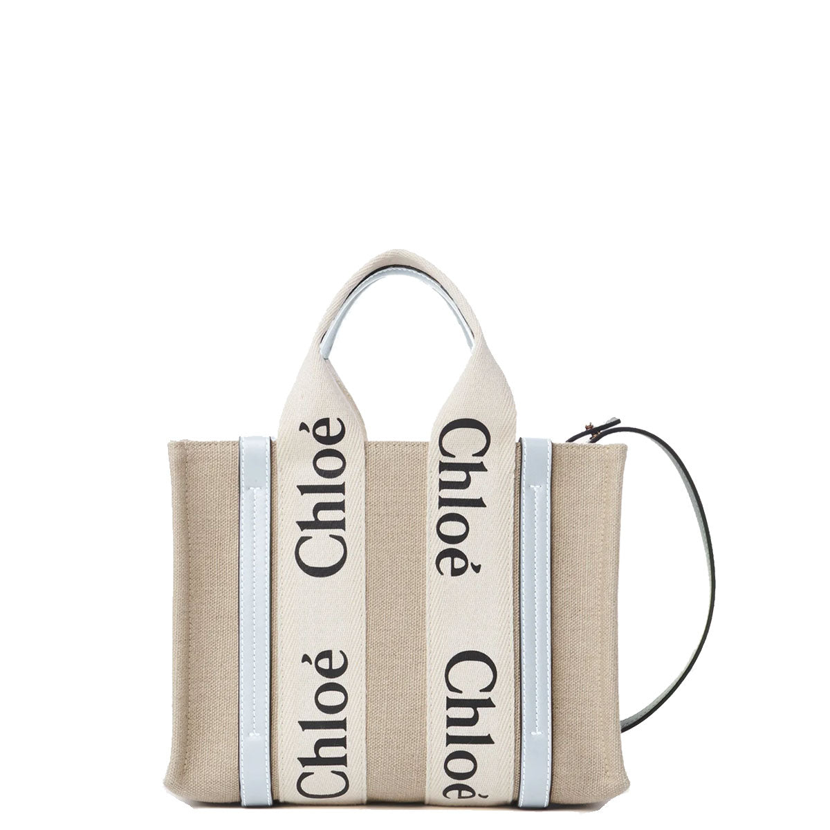 Chloe Woody Tote Small Strap, White/Blue – CULTSTATUS
