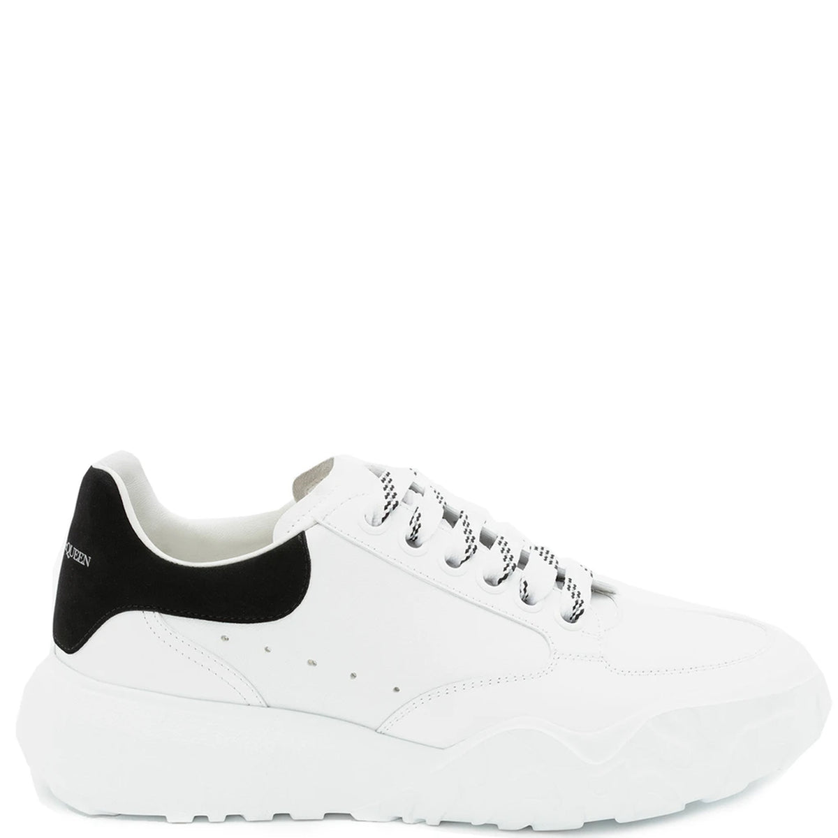 Alexander McQueen Oversized Court Sneaker Suede Tab, White/Black 