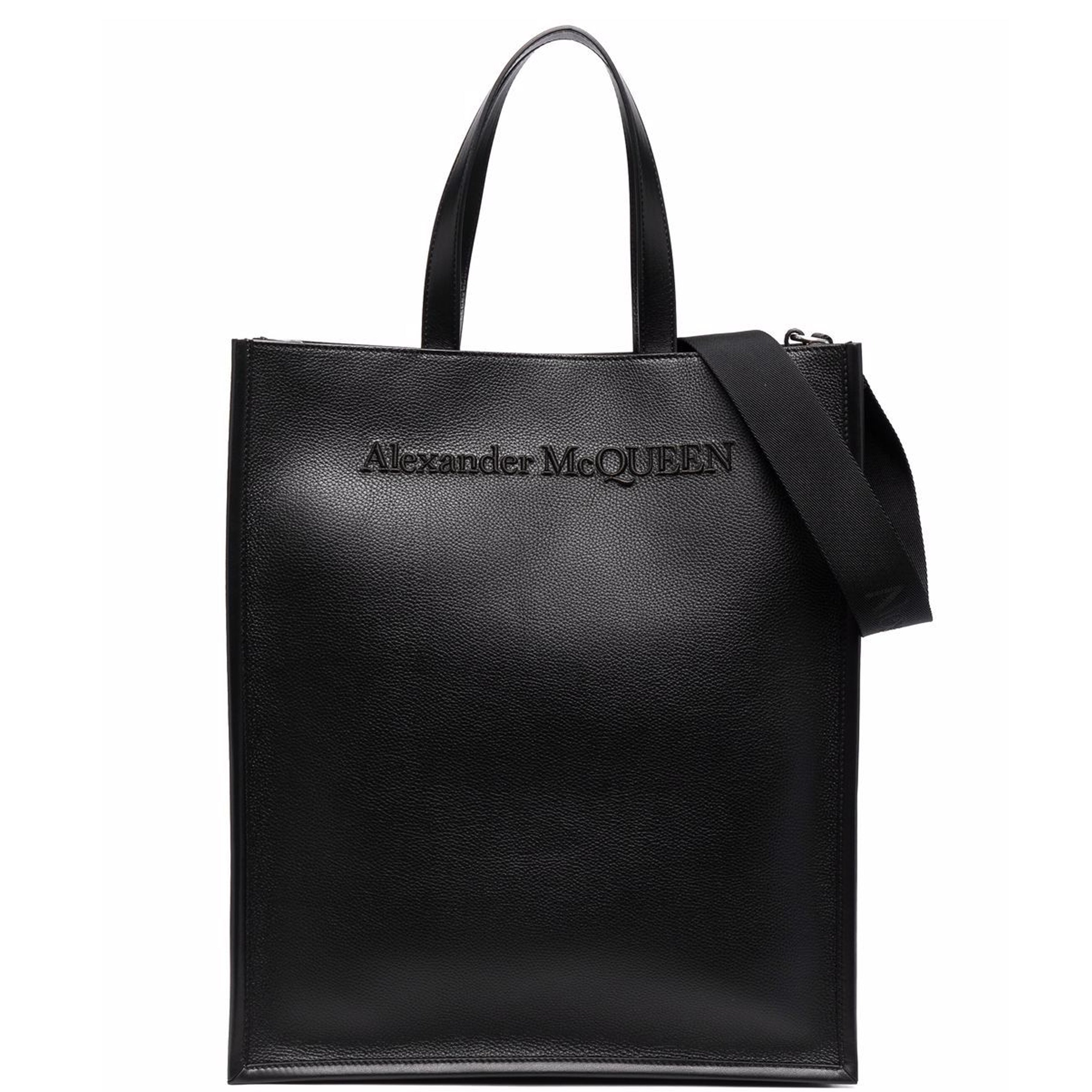 Alexander McQueen Black Pebbled Leather Small Padlock Zip