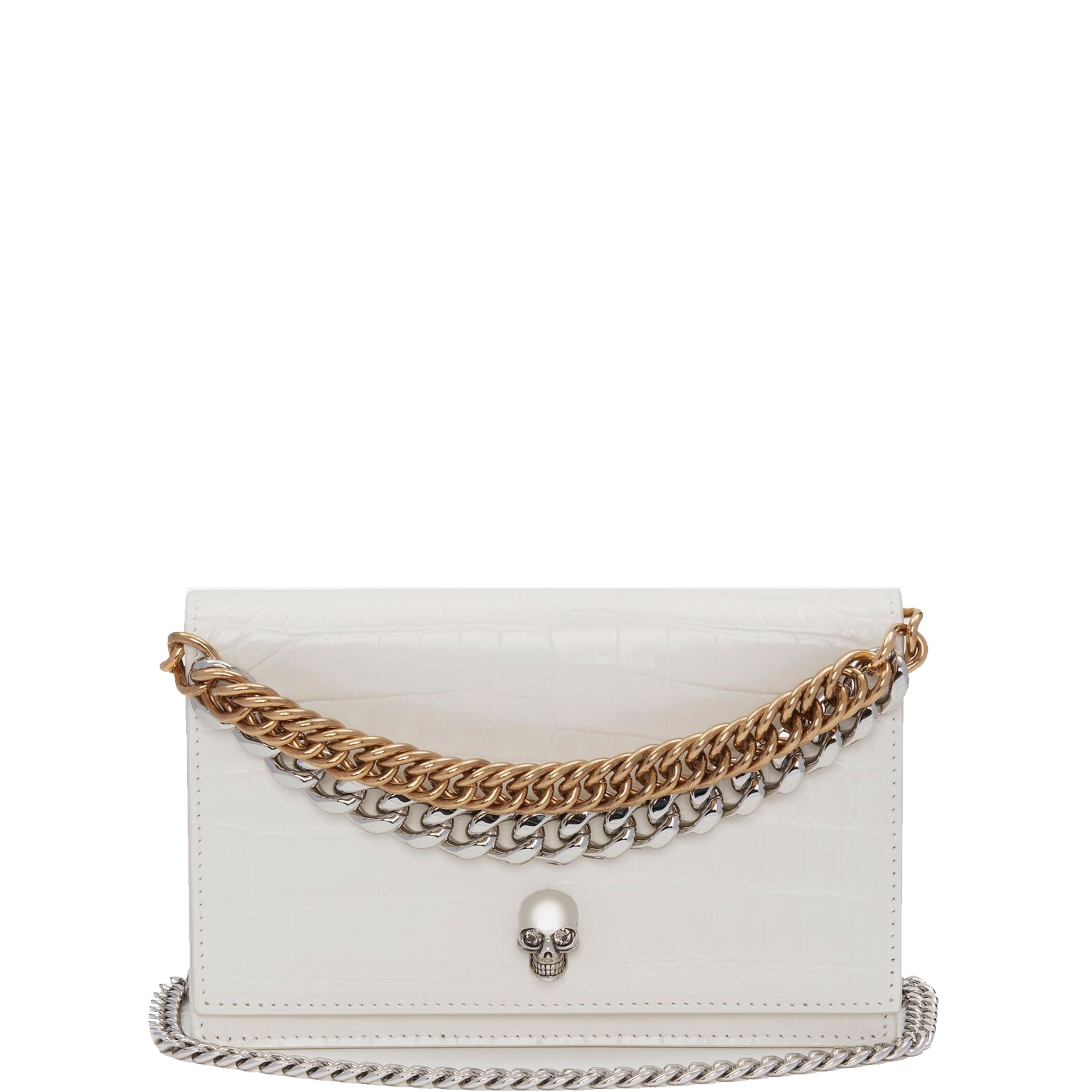 Skull Mini Bag 2 Chain Croc Soft Ivory